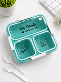 Big Daddy 3 Compartment Lunch Box | Leakproof BPA Free Lunch Box with Spoon & Fork | Airtight Food Storage Box for Office, School & Travel (Green)